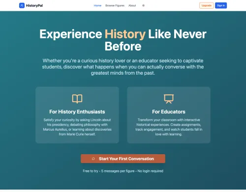 A screenshot of the HistoryPal homepage